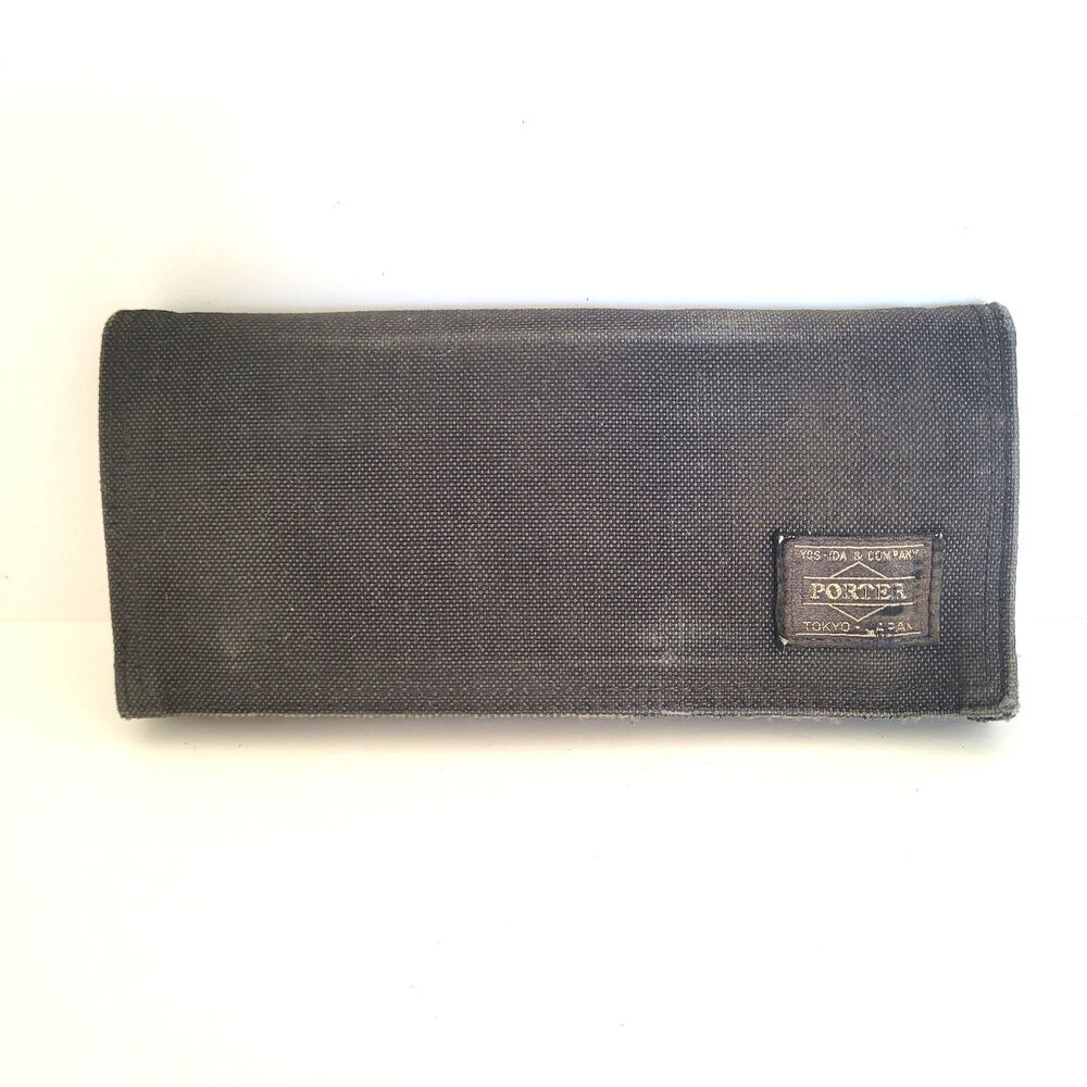 Porter Yoshida & Co Tokyo Unisex Denim Canvas Long Wallet Gray Checkbook Card